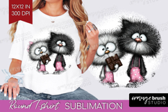 Whimsical Cat Round Tshirt Background - Valentines Day PNG Product Image 1