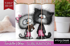 Whimsical Cat Tumbler Wrap - Valentines Day Tumbler PNG Product Image 1