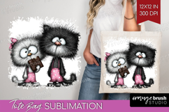 Whimsical Cat Tote Bag - Valentines Day Tote Bag PNG Product Image 1