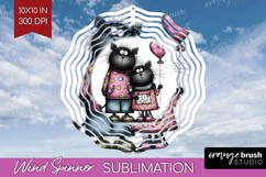Whimsical Cat Wind Spinner Sublimation PNG - Valentines Day Product Image 1