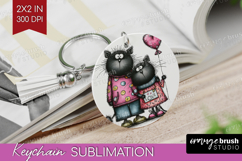 Whimsical Cat Keychain PNG - Valentines Day Keychain Product Image 1