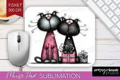 Whimsical Cat Mouse Pad Sublimation - Valentines Day PNG Product Image 1