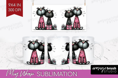 Whimsical Cat Mug Wrap - Valentines Day Mug PNG Sublimation Product Image 1