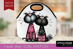 Whimsical Cat Lunch Bag - Valentines Day Lunch Bug PNG Product Image 1
