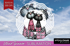 Whimsical Cat Wind Spinner Sublimation PNG - Valentines Day Product Image 1
