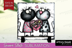 Whimsical Cat Slate PNG - Valentines Day Square Slate Product Image 1