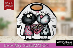 Whimsical Cat Lunch Bag - Valentines Day Lunch Bug PNG Product Image 1