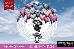 Whimsical Cat Wind Spinner Sublimation PNG - Valentines Day Product Image 1