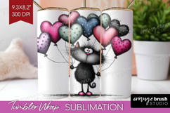 Whimsical Cat Tumbler Wrap - Valentines Day Tumbler PNG Product Image 1