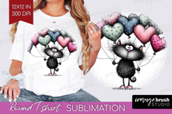 Whimsical Cat Round Tshirt Background - Valentines Day PNG Product Image 1