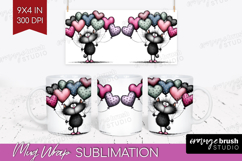 Whimsical Cat Mug Wrap - Valentines Day Mug PNG Sublimation Product Image 1