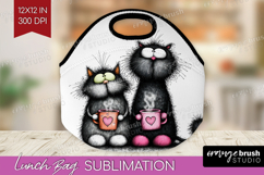 Whimsical Cat Lunch Bag - Valentines Day Lunch Bug PNG Product Image 1