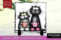 Whimsical Cat Slate PNG - Valentines Day Square Slate Product Image 1
