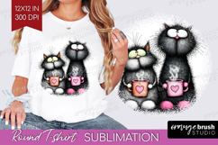 Whimsical Cat Round Tshirt Background - Valentines Day PNG Product Image 1