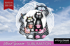 Whimsical Cat Wind Spinner Sublimation PNG - Valentines Day Product Image 1