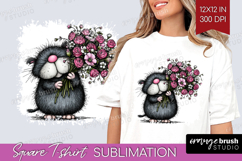 Whimsical Cat Square Tshirt Background - Valentines Day PNG Product Image 1