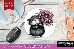 Whimsical Cat Car Coaster - Valentines Day Coaster PNG Product Image 1