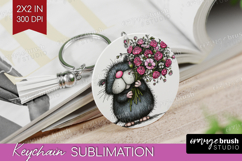 Whimsical Cat Keychain PNG - Valentines Day Keychain Product Image 1