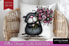 Whimsical Cat Pillow Sublimation - Valentines Day Pillow PNG Product Image 1