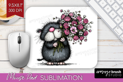 Whimsical Cat Mouse Pad Sublimation - Valentines Day PNG Product Image 1