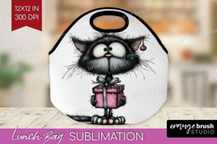 Whimsical Cat Lunch Bag - Valentines Day Lunch Bug PNG Product Image 1