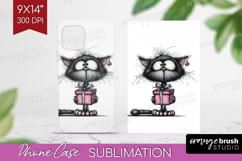 Whimsical Cat Phone Case PNG - Valentines Day Case PNG Product Image 1
