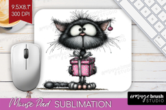 Whimsical Cat Mouse Pad Sublimation - Valentines Day PNG Product Image 1