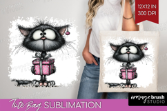 Whimsical Cat Tote Bag - Valentines Day Tote Bag PNG Product Image 1