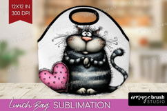 Whimsical Cat Lunch Bag - Valentines Day Lunch Bug PNG Product Image 1