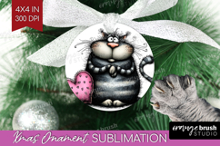 Whimsical Cat Ornament PNG - Valentines Day PNG Sublimation Product Image 1