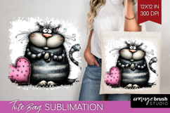 Whimsical Cat Tote Bag - Valentines Day Tote Bag PNG Product Image 1