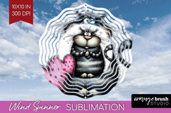 Whimsical Cat Wind Spinner Sublimation PNG - Valentines Day Product Image 1