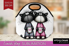 Whimsical Cat Lunch Bag - Valentines Day Lunch Bug PNG Product Image 1