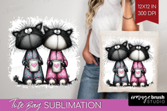 Whimsical Cat Tote Bag - Valentines Day Tote Bag PNG Product Image 1