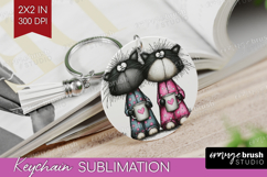 Whimsical Cat Keychain PNG - Valentines Day Keychain Product Image 1