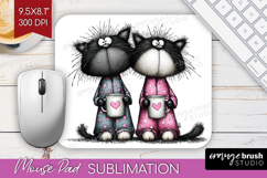 Whimsical Cat Mouse Pad Sublimation - Valentines Day PNG Product Image 1