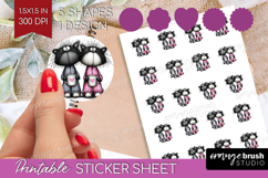 Whimsical Cat Round Sticker - Valentines Day Printable Sheet Product Image 1