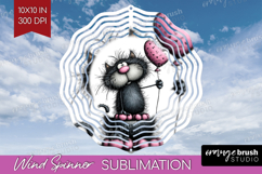 Whimsical Cat Wind Spinner Sublimation PNG - Valentines Day Product Image 1
