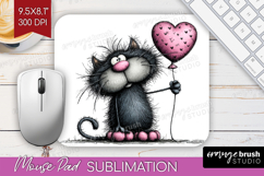 Whimsical Cat Mouse Pad Sublimation - Valentines Day PNG Product Image 1