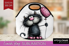 Whimsical Cat Lunch Bag - Valentines Day Lunch Bug PNG Product Image 1