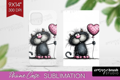 Whimsical Cat Phone Case PNG - Valentines Day Case PNG Product Image 1