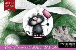 Whimsical Cat Ornament PNG - Valentines Day PNG Sublimation Product Image 1