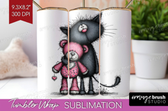 Whimsical Cat Tumbler Wrap - Valentines Day Tumbler PNG Product Image 1