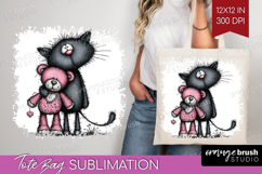 Whimsical Cat Tote Bag - Valentines Day Tote Bag PNG Product Image 1
