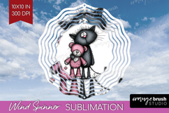 Whimsical Cat Wind Spinner Sublimation PNG - Valentines Day Product Image 1