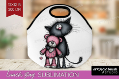 Whimsical Cat Lunch Bag - Valentines Day Lunch Bug PNG Product Image 1