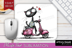 Whimsical Cat Mouse Pad Sublimation - Valentines Day PNG Product Image 1