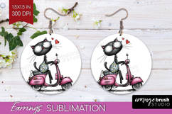 Whimsical Cat Round Earrings - Valentines Day PNG Product Image 1