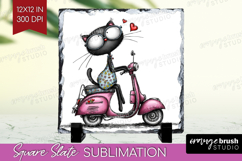 Whimsical Cat Slate PNG - Valentines Day Square Slate Product Image 1