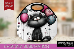 Whimsical Cat Lunch Bag - Valentines Day Lunch Bug PNG Product Image 1